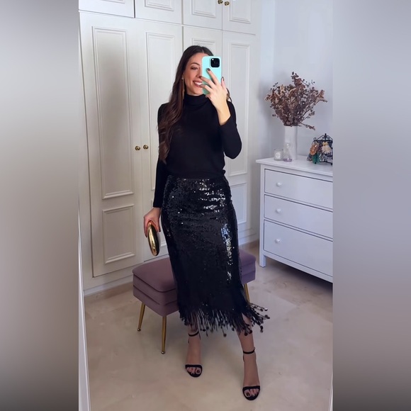 ZARA SEQUIN LONG SKIRT ZW COLLECTION - Picture 7 of 15